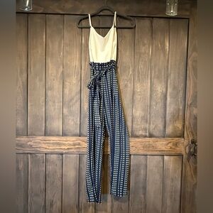 Women's Jumpsuit with Navy cream Pattern